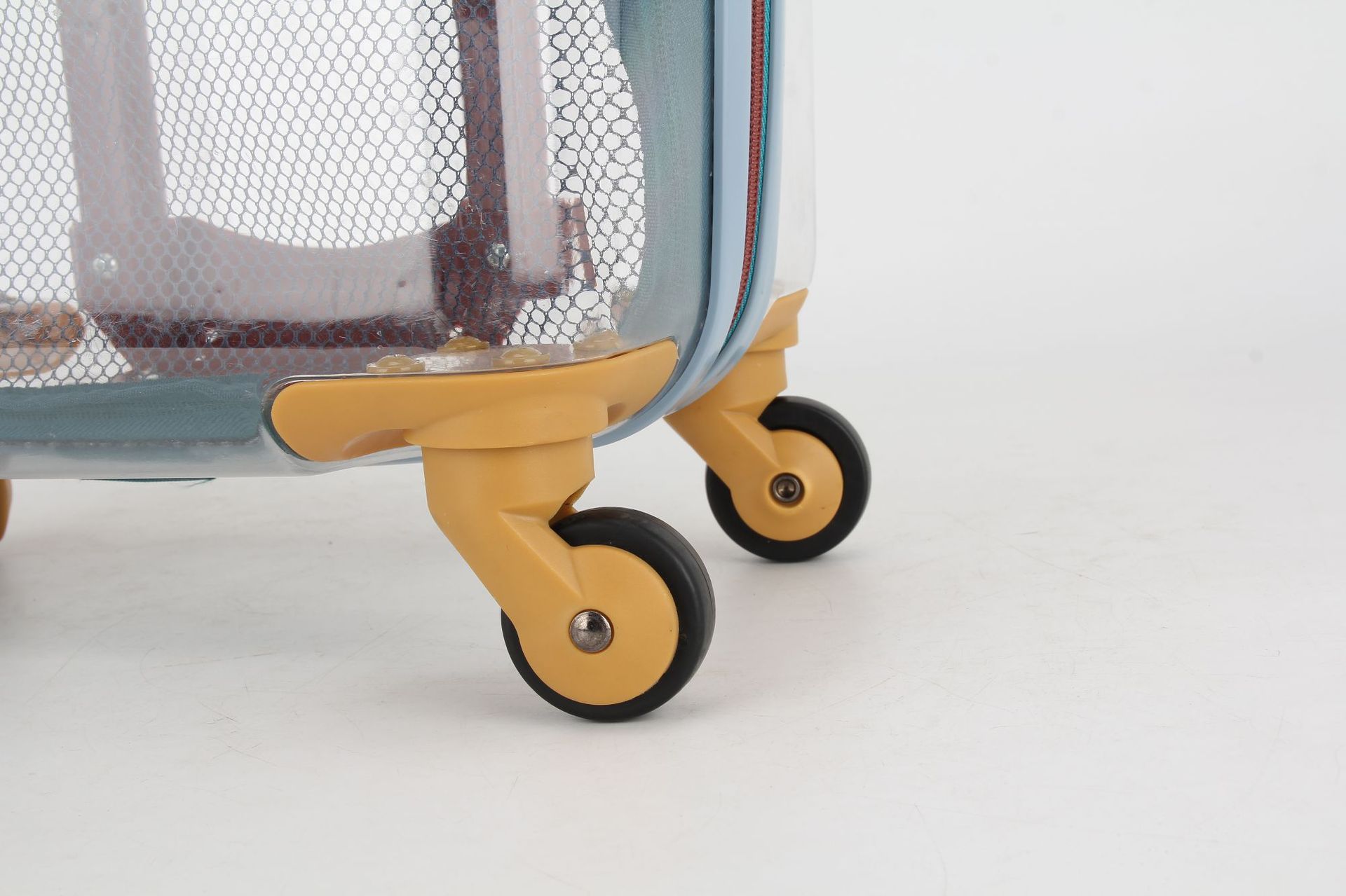 Vali kéo trẻ em 14 inch nhẹ, có dây kéo, hộp đựng thú cưng tùy chỉnh — Màu vàng cam, Màu trong suốt chi tiết 7