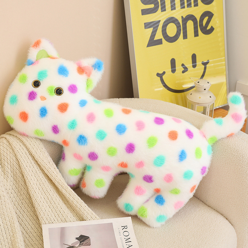 Colorido punto de onda gato abrazar almohada cojín muñeca de peluche muñeca de tela creativa muñeca de gato de pie