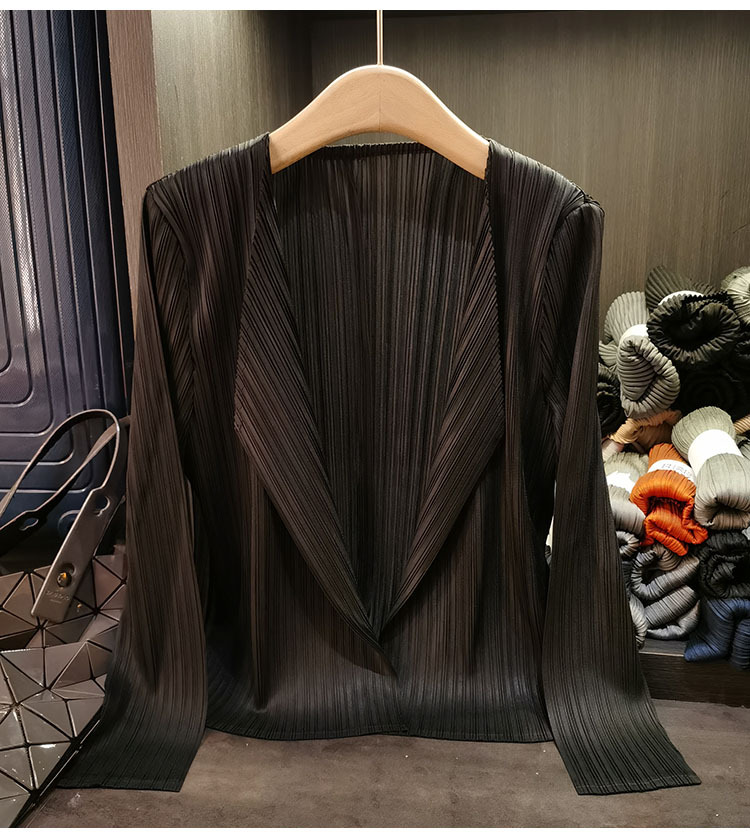Áo khoác vest nữ xếp ly cao cấp cổ bẻ dài tay mẫu mới xuân hè — Màu xanh lam nhạt, Màu xanh lục nhạt, Màu đen, Màu hồng chi tiết 14