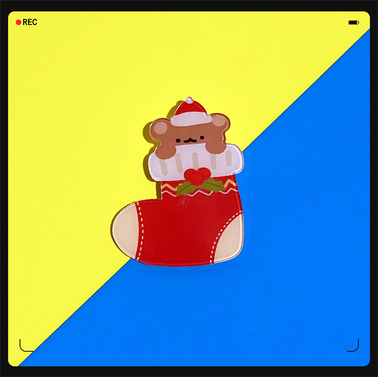 Creativo lindo Navidad broche estudiante de dibujos animados bolsa accesorios DIY pin Santa Claus insignia decoraciones