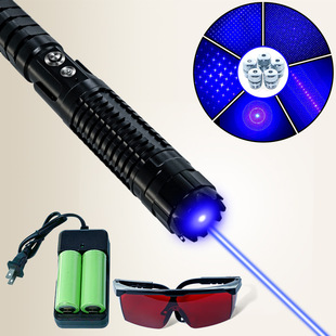 High power blue light laser flashlight strong light flashlight blue laser pointer hand outdoor self-defense laser pen