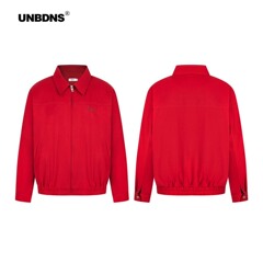 UNBDNS 25FW 红色哈灵顿夹克女秋冬基础通勤百搭短宽松拉链外套潮