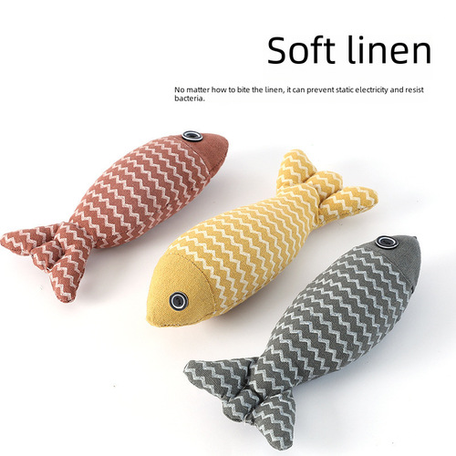 Simulation fish cat toy plush toy catnip cat teaser toy jute chewable teeth grinding pet supplies wholesale