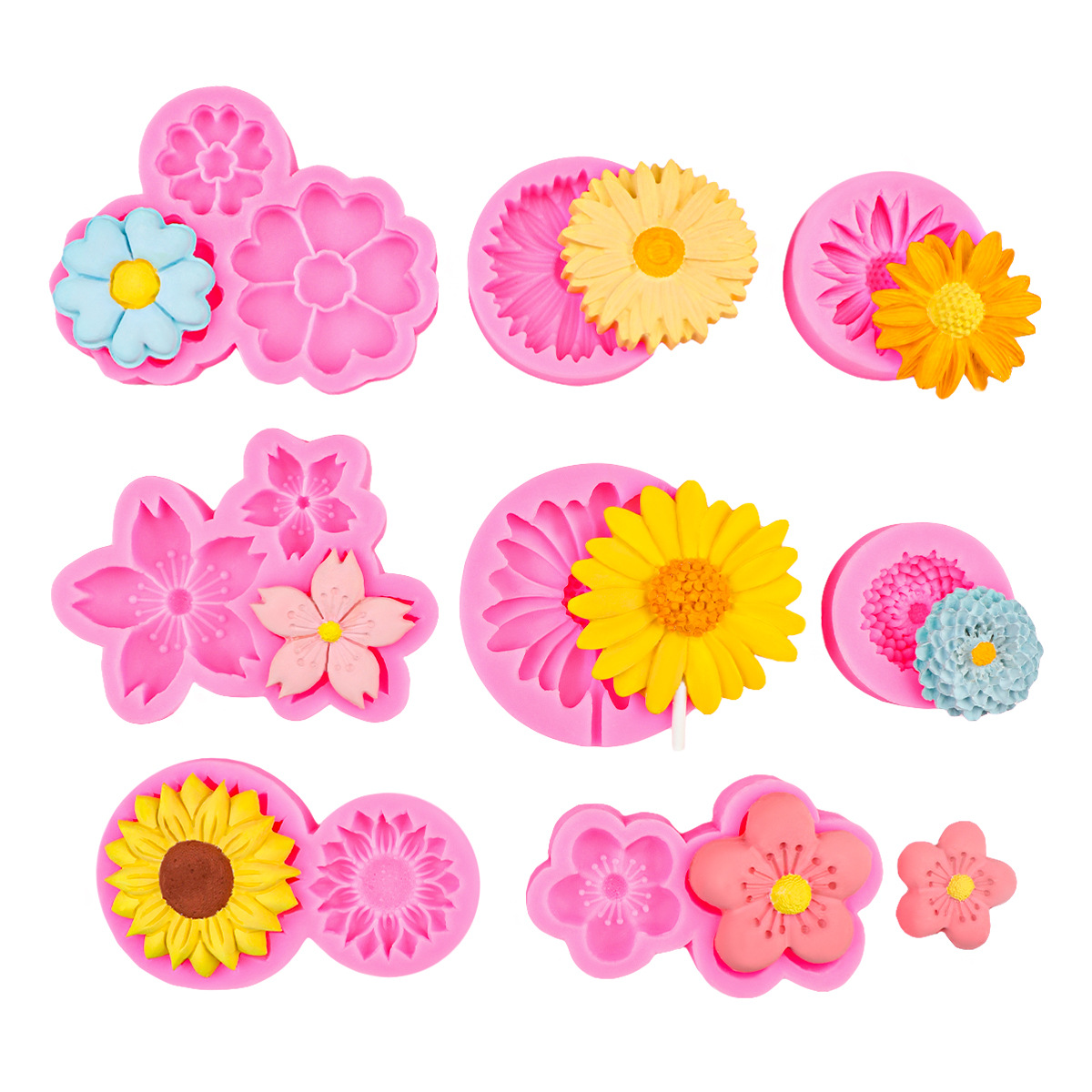 Molde de flor de durazno de margarita de girasol