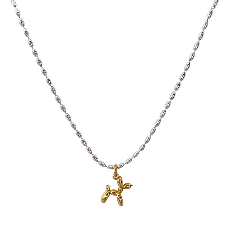 S pure silver cute balloon dog necklace, light luxury, niche design, cool style, collarbone chain, 2021 new trend_voghion.com