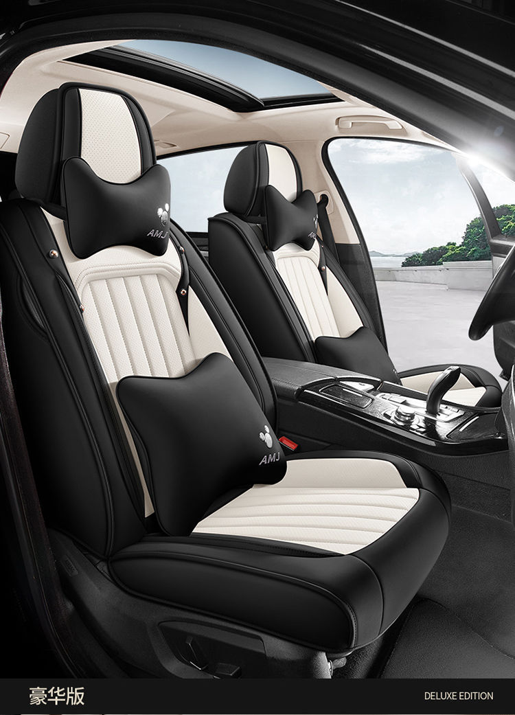 Fully Enclosed Car Seat Cushion, Summer Breathable and Wear-Resistant Nappa Leather, Five-Seater Car for Men and Women, Suitable for All Seasons