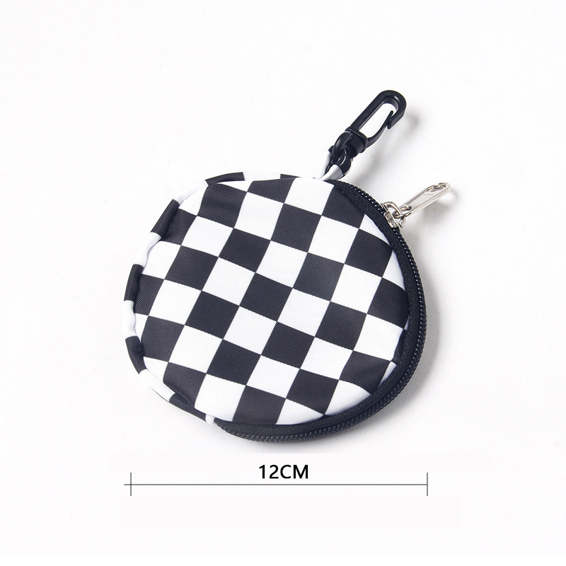 Tablero de la Tela Escocesa del auricular bolso de la llave bolsa colgante ins negro y blanco a cuadros mini bolsillo lindo triángulo monedero