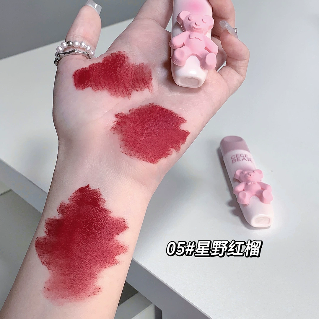 Блеск для губ Gegebear Gogo Bear Tender Color Matte, воздушно-мягкий туман, лип-муд для девушек, бархатная текстура в макияже