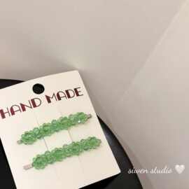夏季韩版发夹仙女水晶小花一字夹手工串珠发夹女生边夹INS同款