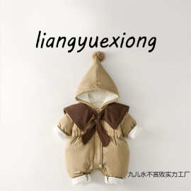 婴儿女童衣服冬季棉衣宝宝冬装加厚连体衣保暖夹棉新款加绒棉服