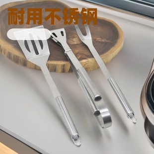 Source Factory Stainless Steel Barbecue Tools 3-Piece Barbecue Set for Home Dinner Party Outdoor Barbecue Bbq Set Wholesale