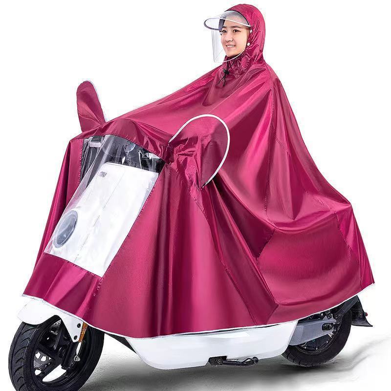 雨衣电动车摩托车面罩成人单人男女士双帽檐加大加厚雨披双人雨衣|ms