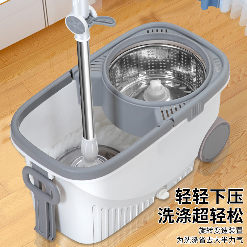 In-Stock Wholesale Labor-Saving Rotating Mop Bucket Stainless Steel Dehydration Basket with Rollers for Dry and Wet Cleaning Tools for the Whole House