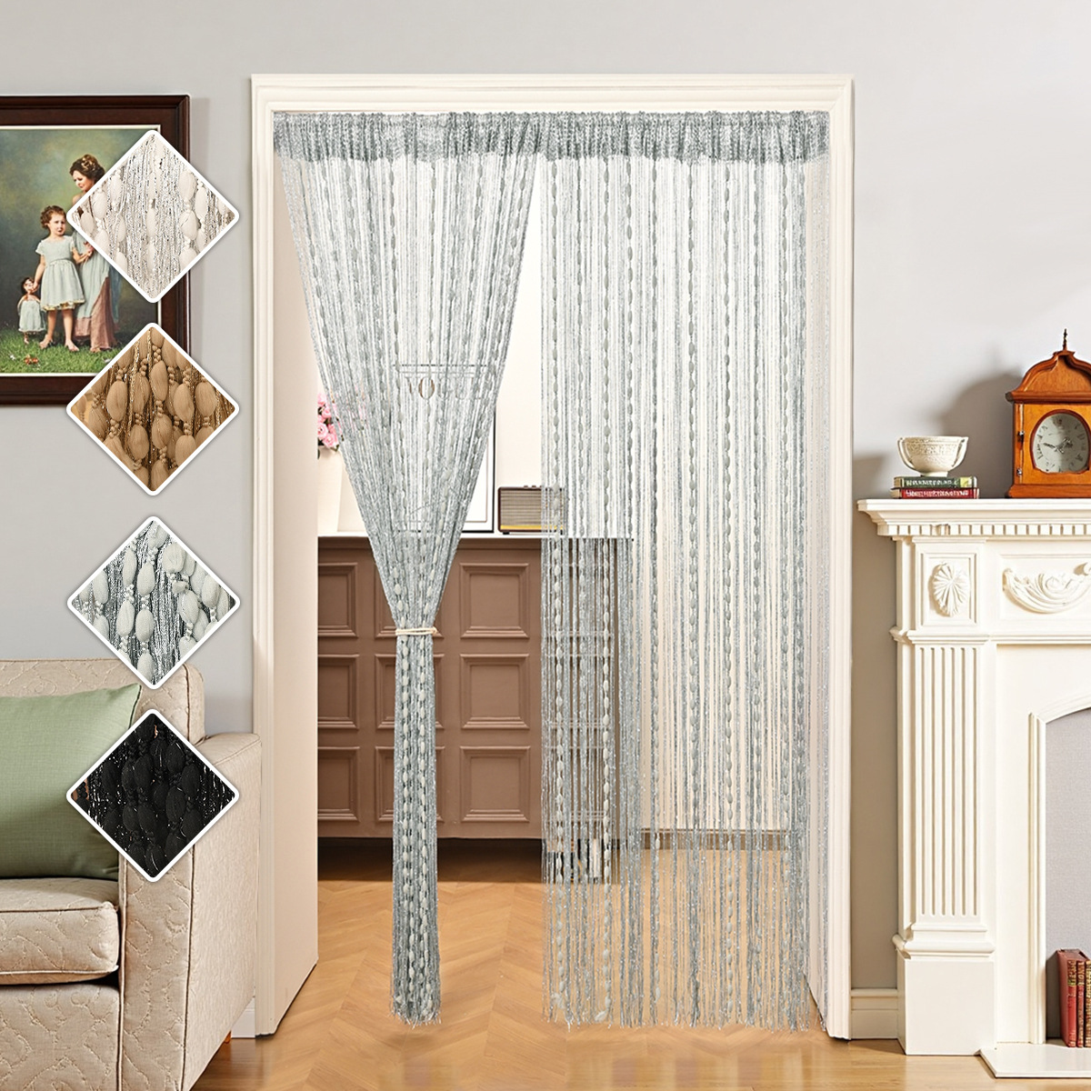 Transfronterizo nuevo criptografado bola de cabello decorado cortina