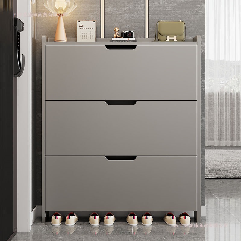 Ultra-Thin Tipping Bucket Shoe Cabinet for Home Entrance 2024 New Popular Model Large-Capacity Entrance Cabinet Integrated Simple Shoe Rack