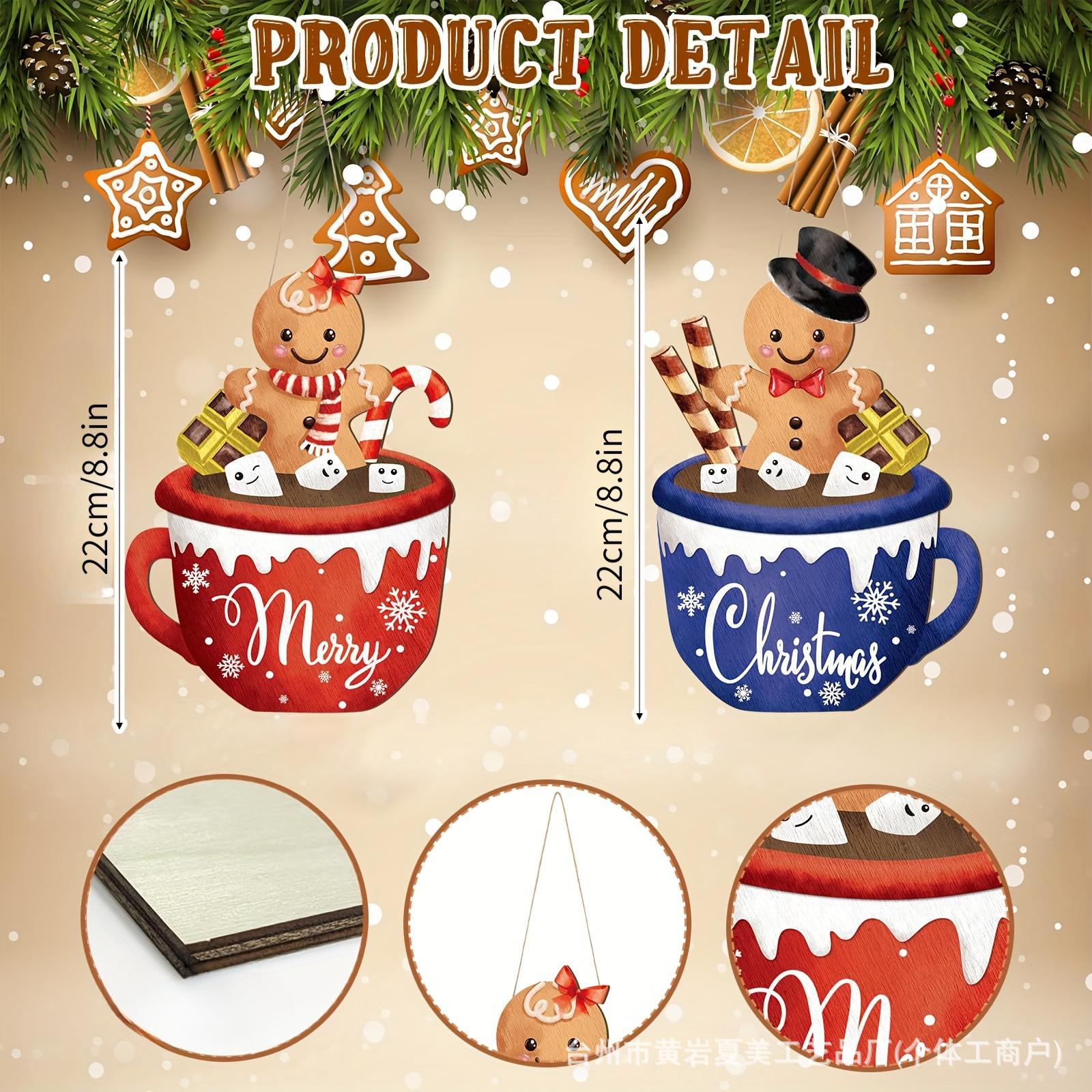 Colgar pan de jengibre de Navidad estadounidense hombre caliente de cacao colgar decoración de taza de menú rojo y azul modelado ventana transfronteriza diseño colgar