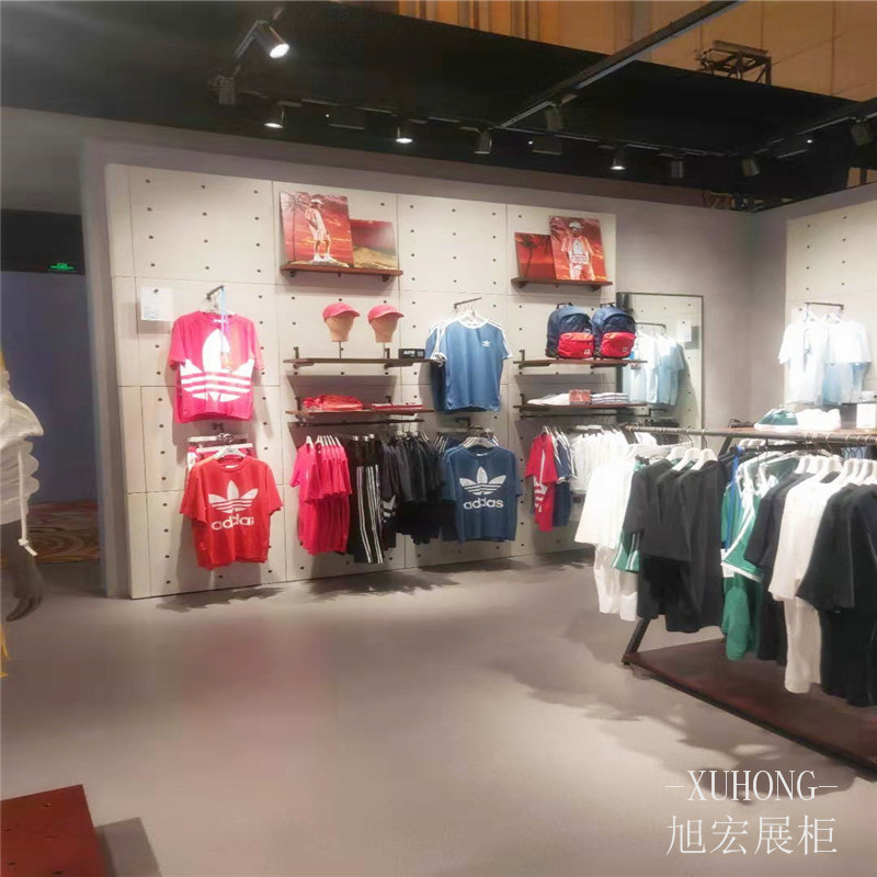 定制体育用品货架 户外运动服鞋子展示架产品陈列柜直播间服装架