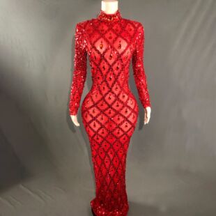 [Cross-border Special] Flash Diamond Neck Backless Fishtail Evening Dress Women's 2024 Spring Sleeveless Slim plus size Dress