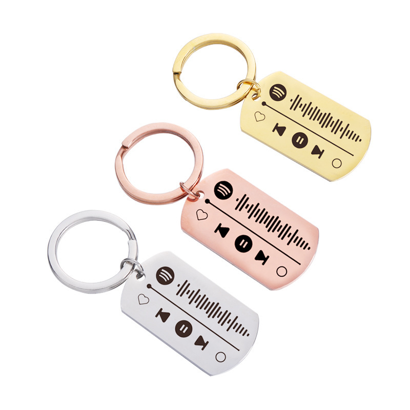 Foreign trade hot diy mirror stainless steel personality simple key chain Spotify military brand laser logo pendant Foreign trade hot diy mirror stainless steel personality simple key chain Spotify military brand laser logo pendant