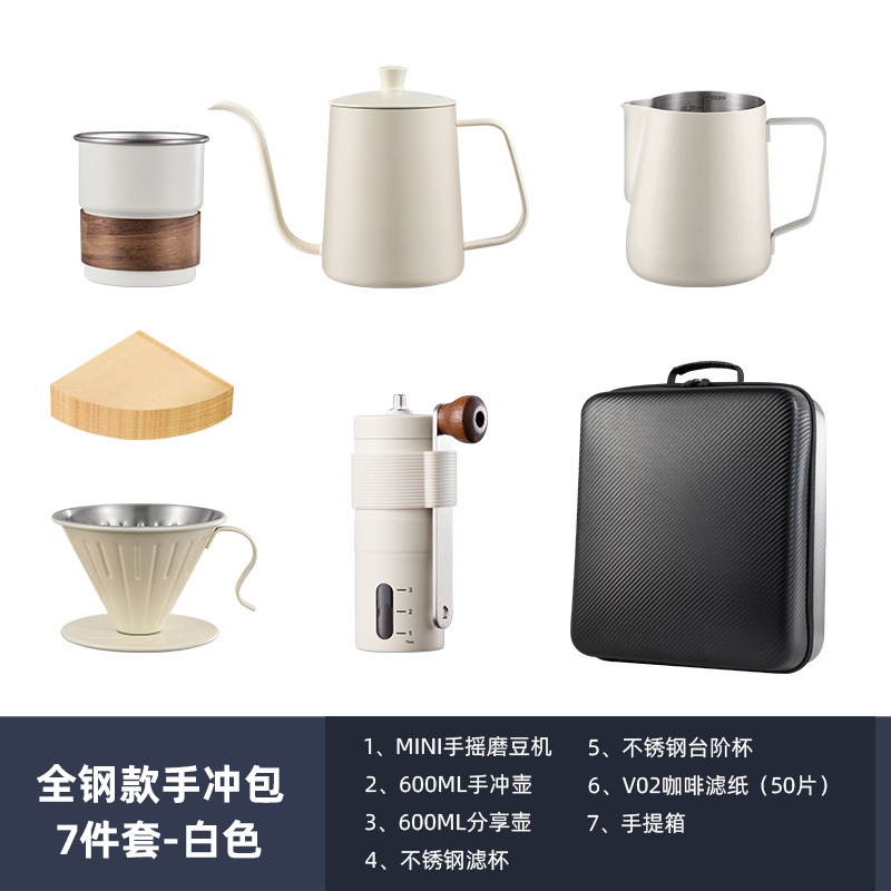 Acero inoxidable conjunto de café portátil al aire libre acampado papel de filtro de viaje de café de mano regalos al por mayor