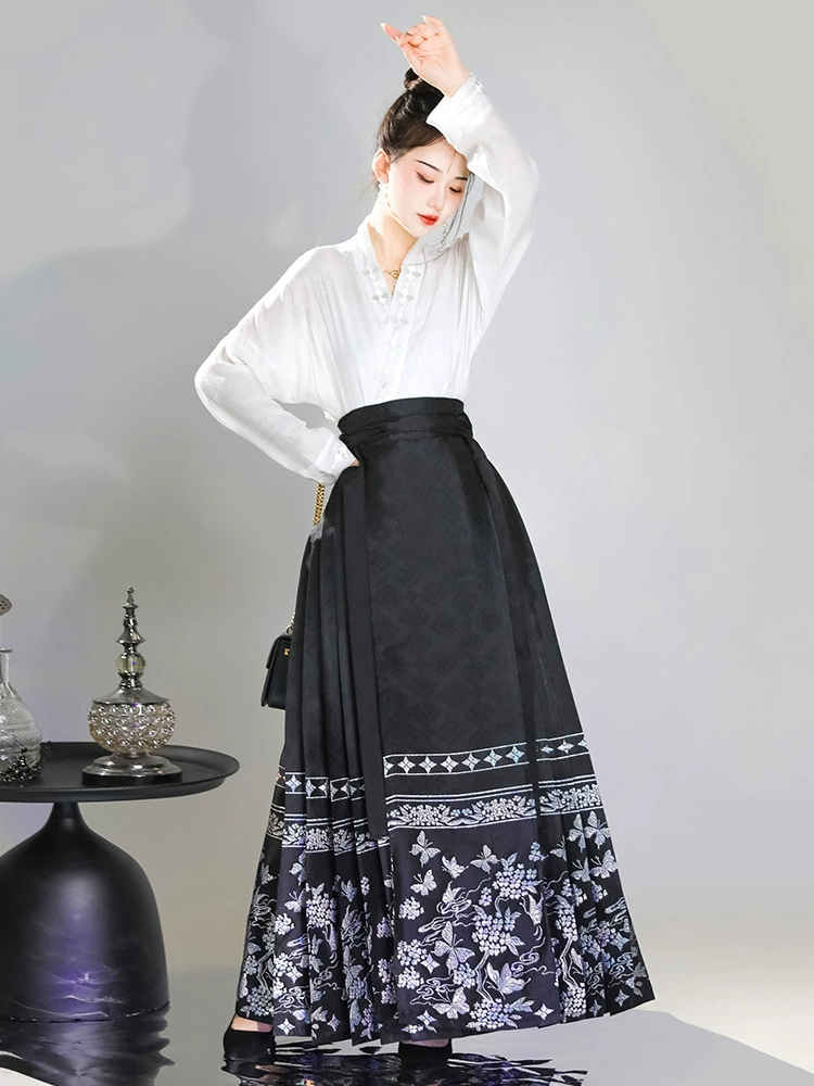 Skirt, genuine set, red Hanfu