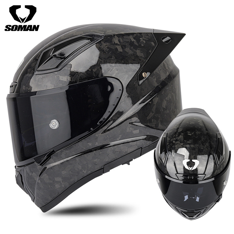 SOMAN Casco de carreras de fibra de carbono Motocicleta para hombres y mujeres a la conducción Motocicleta personalizada Casco para correr profesional Four Seasons Casco integral X8