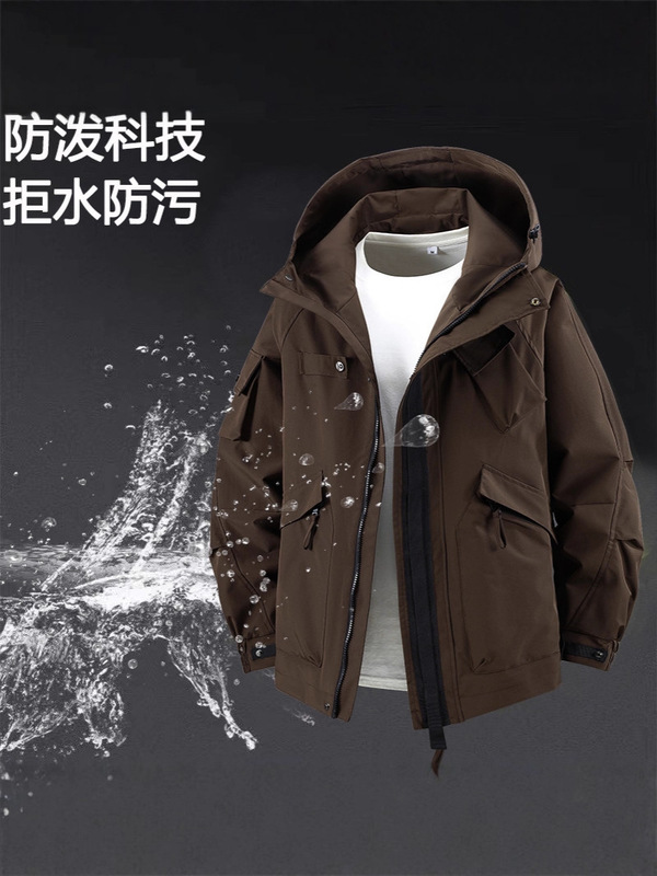 三防冲锋衣外套春秋新款工装夹克帅秋季潮工装胖子大码外套|undefined
