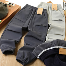 中大男童冲锋裤户外梭织软壳裤内里复合万粒绒s运动裤儿童防风裤