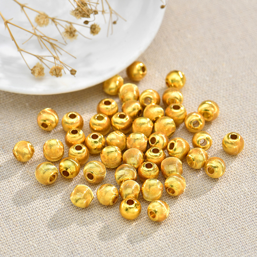 Color-Preserving Copper-Plated 24K Gold Cat's Eye Beads Round Beads Spacer Beads Loose Beads Accessories DIY Jewelry Accessories Bracelet Necklace Accessories