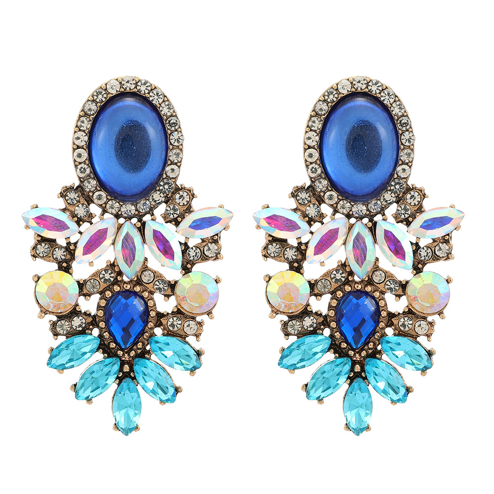 1 Pair Retro Geometric Rhinestone Plating Women's Drop Earrings display picture 4