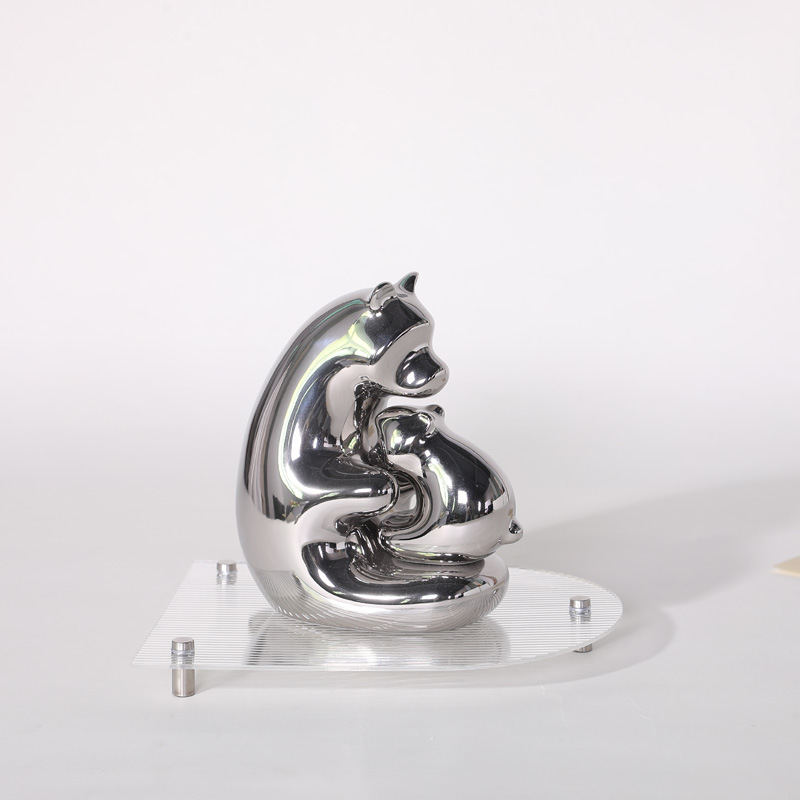Luz de lujo plata Oso Polar decoración hogar simple dormitorio sala de estar decoración del gabinete del vino pequeña decoración artesanía de cerámica