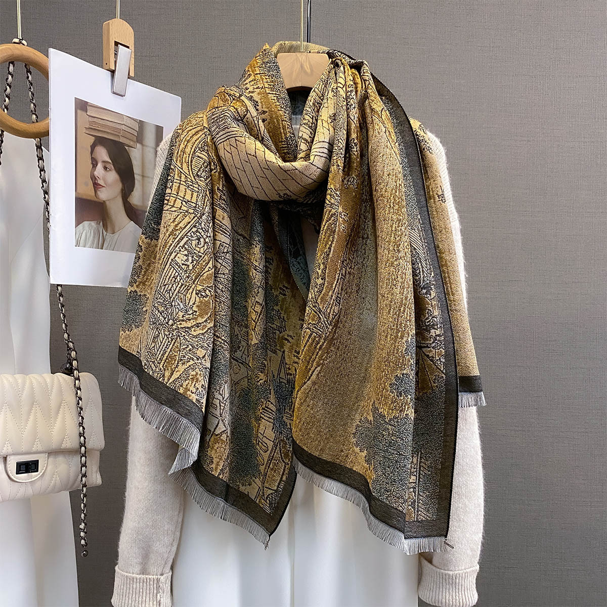 Neue Herbst-/Winterkollektion 2026: Kaschmirschal für Damen, hochwertiges Tragegefühl, luxuriöser, leichter Winter-Cape mit H-Logo, dicker und warmer Halsschmuck_voghion.com