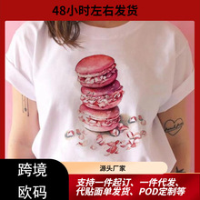 Kawaii New Women T Shirts Delicious Breakfast Cake Donuts Pr