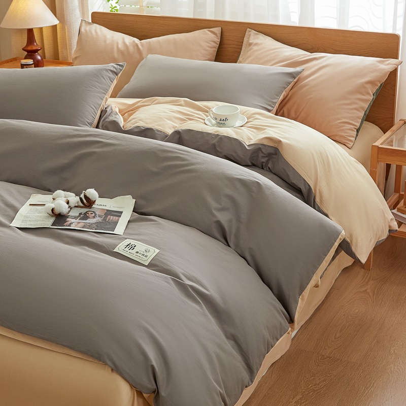 ins algodón puro cuatro piezas de cama de color sólido clase A piel de algodón sábanas cubiertas de cama dormitorio de estudiantes tres cuatro piezas de cama