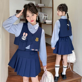 女童兔子警官衣服儿童套装2026新款洋气朱迪秋装学院风连衣裙潮酷