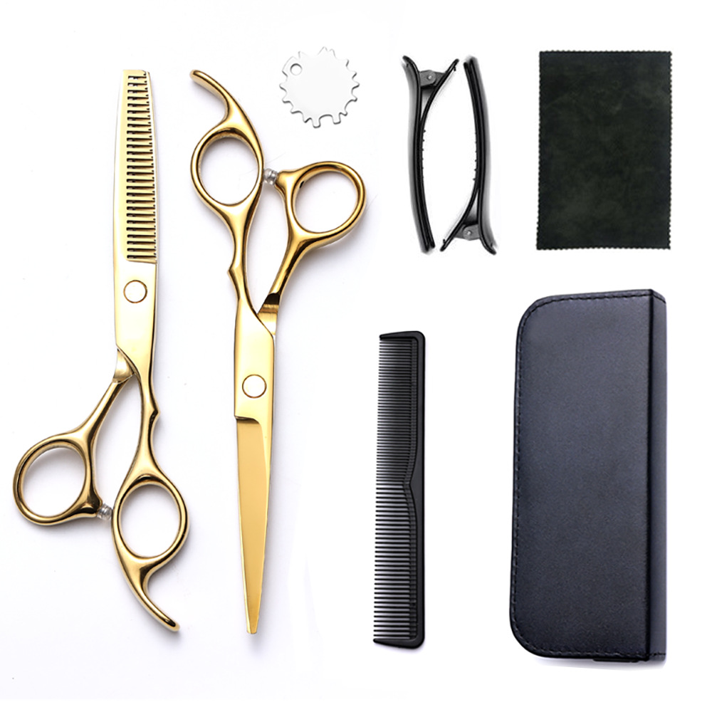 Corte de pelo tijeras transfronterizas amazonas color tijeras de dientes planas cortadas delgadas frange tijeras divisorias fábrica de tijeras al por mayor set de tijeras de peluquería