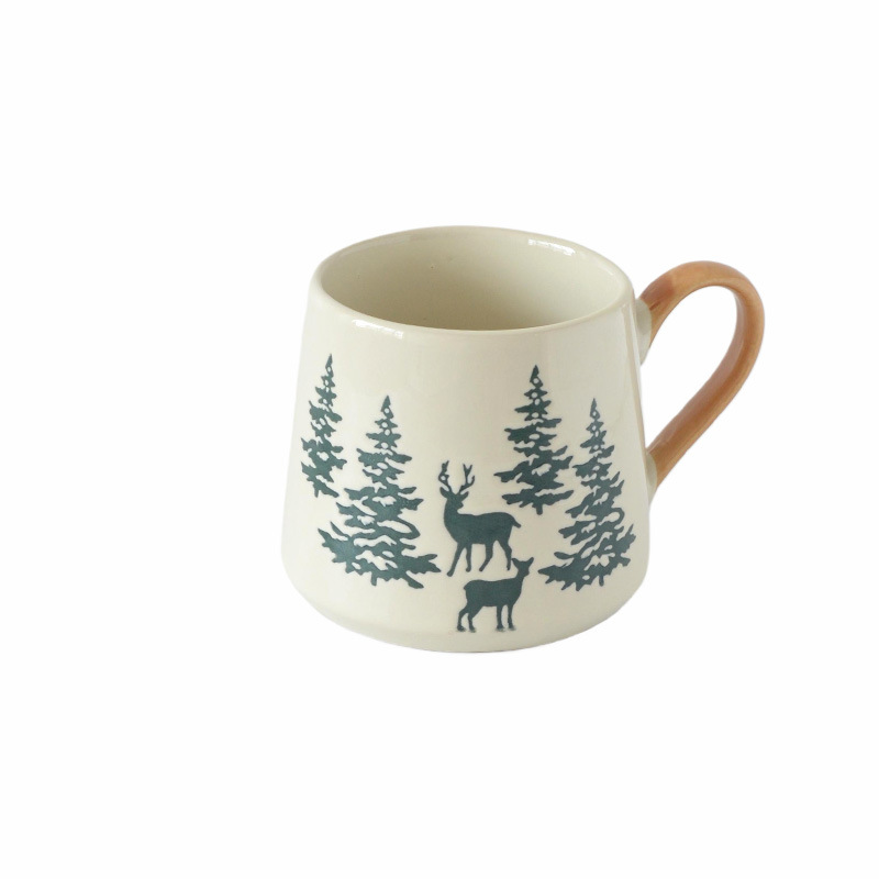 Taza de cerámica del árbol de Navidad taza de café de oficina en el hogar taza de leche taza de pino taza de agua de desayuno