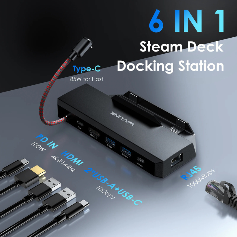 Wavlink 4K@144Hz HDMI 2.1 Gigabit Rj45 3X 10g USB 3.2 6-in-1 Docking Station