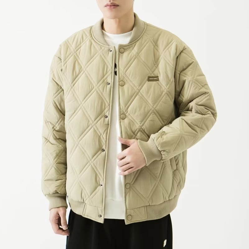Diamond plaid coat men's winter cotton-padded jacket men's baseball uniform cotton-padded jacket 2022 new autumn and winter cotton-padded jacket