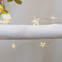 LED造型铜线灯串多种造型五角星节日装饰电池盒星星铜线灯