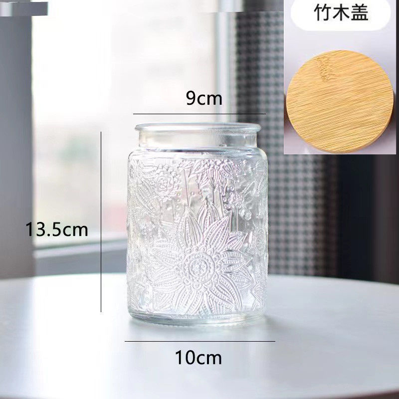 雕花海棠玻璃密封储物罐厨房家用干果零食大容量收纳喜糖罐食品级|undefined