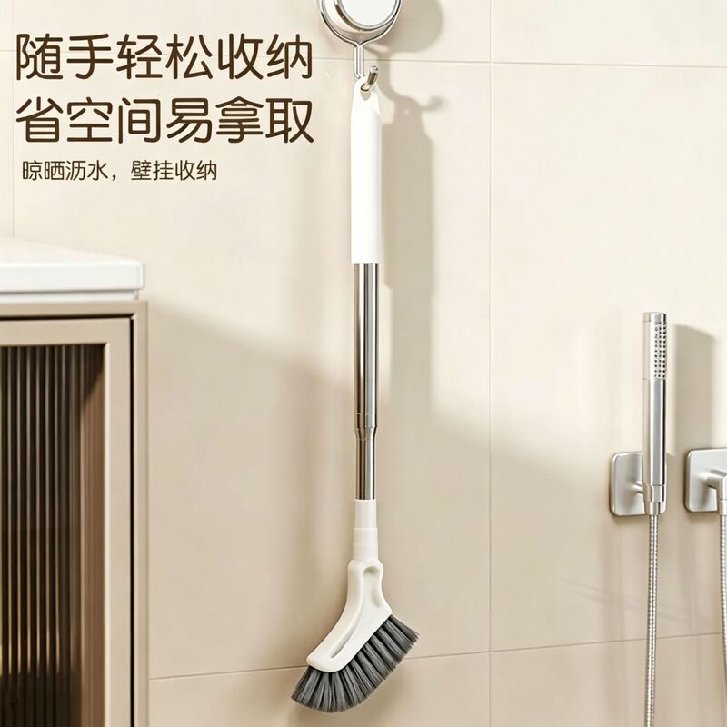 Extendable cleaning brush for home use, designed for cleaning window and floor crevices, with a narrow body and long handle, ideal for bathrooms and other areas with tight spaces Extendable cleaning brush for home use, designed for cleaning window and floor crevices, with a narrow body and long handle, ideal for bathrooms and other areas with tight spaces