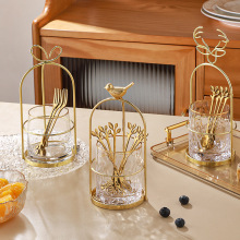 不锈钢水果叉套装高级儿童果签勺子奢华家用轻奢甜品蛋糕西瓜叉子