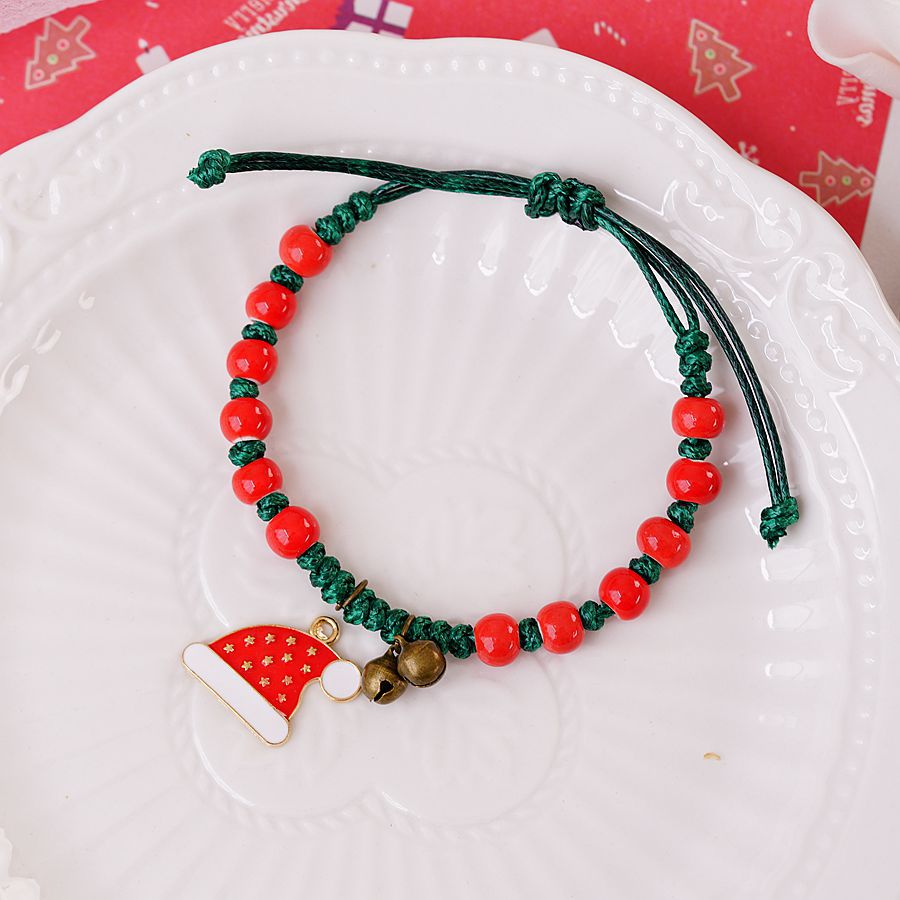 Cartoon Style Santa Claus Bell Snowman Alloy Rope Knitting Women's Bracelets display picture 2