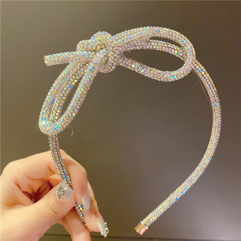 90g Weight Hair Band Hair Accessories Type 1 Piece Quantity Carnival, Street Occasion Hot Drill Material Bow Knot Pattern Women's Gender Diamond Design Fairy Style Style Fairy Style Women's Bow Knot Hot Drill Diamond Hair Band 9