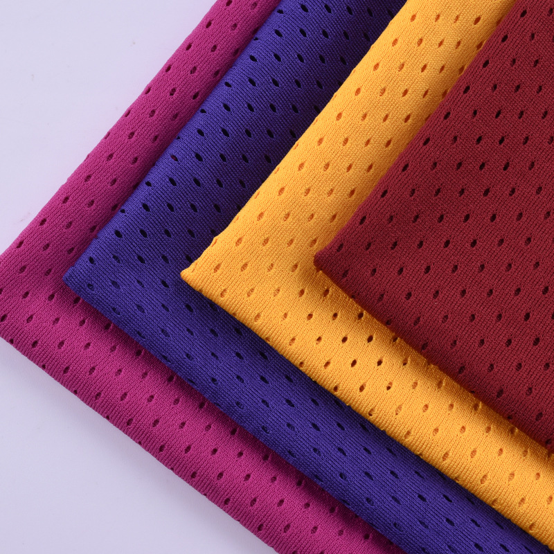 现货供应 D形网眼布面料 校服运动服里布鞋帽布料 篮球运动服面料