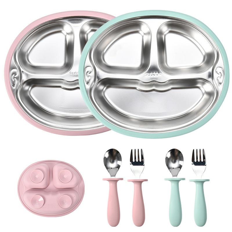 Cross-Border Children's Dinner Plate, Deepened Design for Kindergarten Babies, Divided Anti-Fall Tableware, Cartoon Big-Mouthed Monkey Stainless Steel Suction Bowl Cross-Border Children's Dinner Plate, Deepened Design for Kindergarten Babies, Divided Anti-Fall Tableware, Cartoon Big-Mouthed Monkey Stainless Steel Suction Bowl