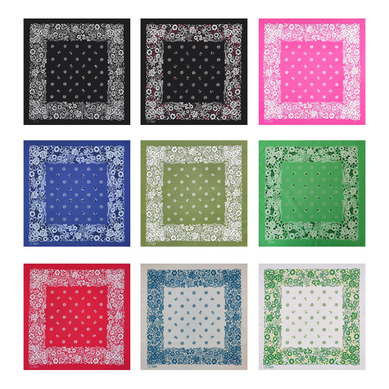 Factory Direct Delivery Pure Cotton 55cm Pastoral Retro Artistic Floral Square Scarf Headscarf Sports Cycling Headscarf