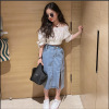 Summer summer clothing, children's set, doll, denim skirt, children's clothing, internet celebrity, suitable for teen, western style