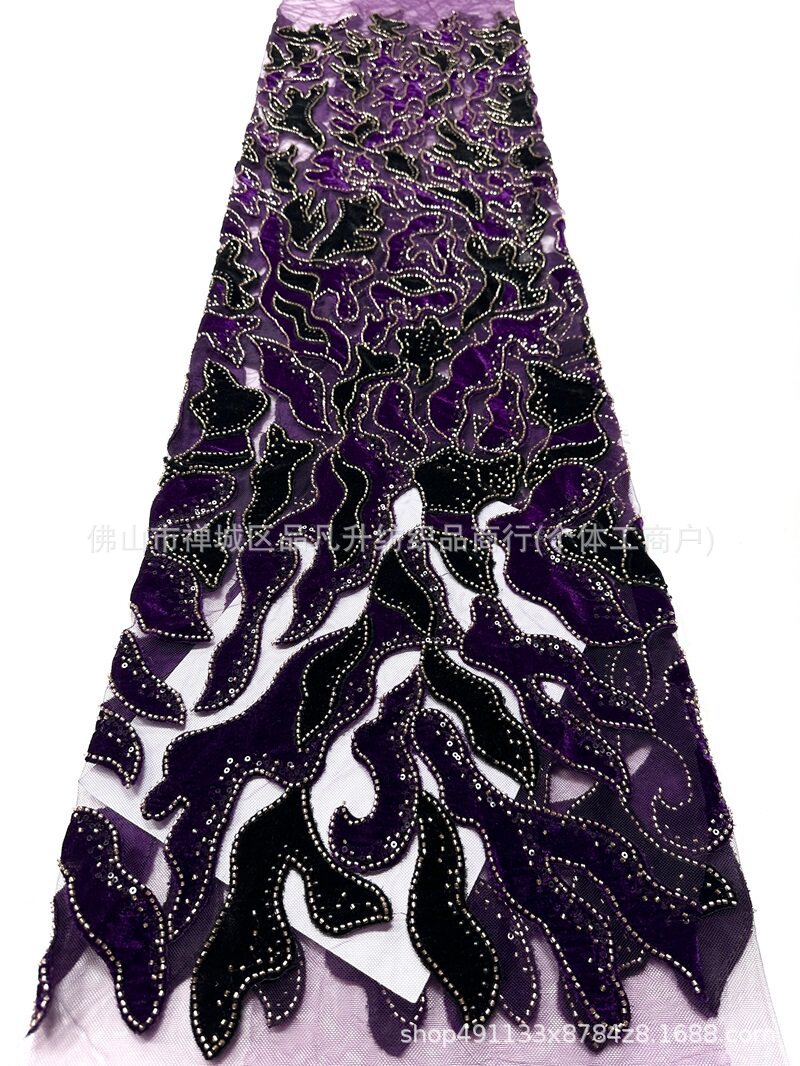 Fabricante directo de terciopelo tubo de perlas tela sexy estilo europeo y americano cena de moda ropa de tela comercio exterior transfronterizo